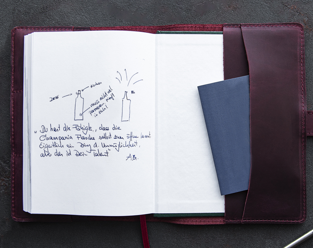 Burgundy leather notebook